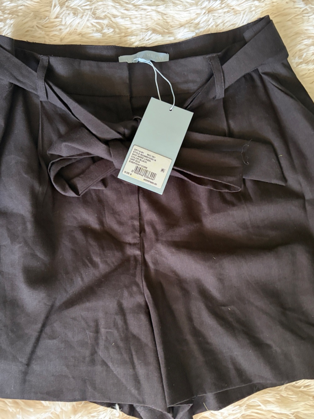 ANTONIO MELANI Black High-Waist Tie-Front Shorts
